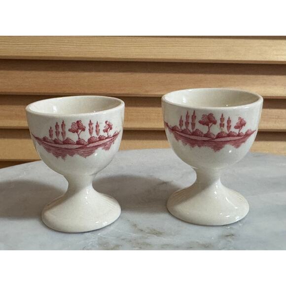 Vintage Johnson Brothers "Old Britain Castles" Pink Single Egg Cups - Set of 2 - Picture 1 of 7